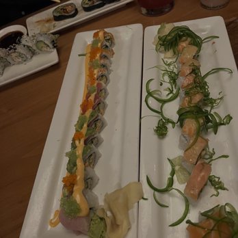 Momiji - Spicy Rainbow Roll (left) - Japanese Near Me - Seattle, Washington Momiji - Spicy Rainbow Roll (left) - Japanese Near Me - Seattle, Washington