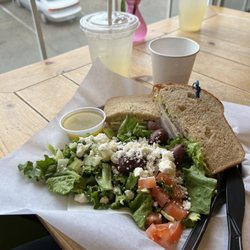 Old Town Kitchen - Whole sandwich and Greek salad with lemonade