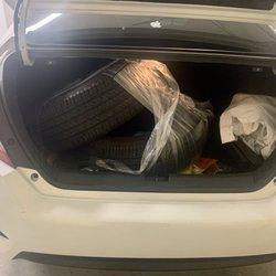 These are the (2)  cupped Tires that are in the trunk of my car. They put new tires and put (2) shocks and did an alignment.  I