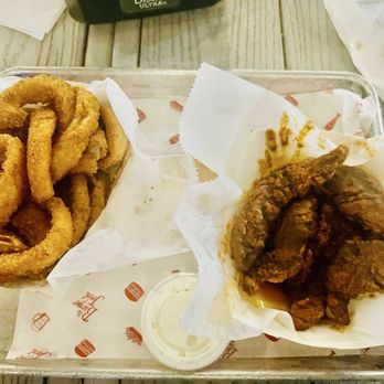 The Burger Joint - Heights - Overcooked, dry and greasy Nashville Hot 3 Piece Chicken Tenders (soaking in grease) Tenders 1/5 Onion rings 3/5 - Burgers Near Me - Houston, Texas The Burger Joint - Heights - Overcooked, dry and greasy Nashville Hot 3 Piece Chicken Tenders (soaking in grease) Tenders 1/5 Onion rings 3/5 - Burgers Near Me - Houston, Texas