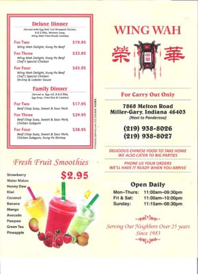 Menu photo 8 Wing Wah Restaurant Gary, IN