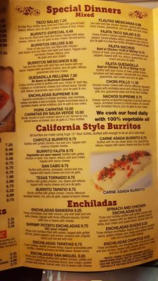 Menu photo 6 El Tapatio Mexican Restaurant Wilson, NC