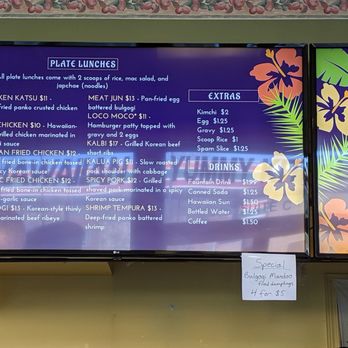 Yummy Kitchen - Menu with the special attached - Hawaiian Near Me - Renton, Washington