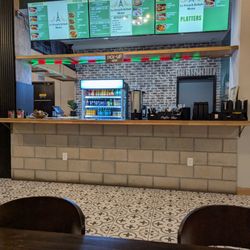 Counter for ordering and pick up with menu.
