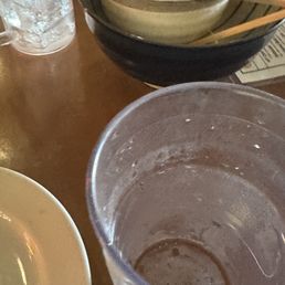 Dirty cups and chipped bowls