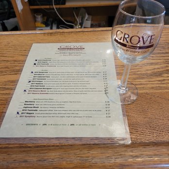 Grove Winery - Menu for wine tastings - Wineries Near Me - Gibsonville, North Carolina Grove Winery - Menu for wine tastings - Wineries Near Me - Gibsonville, North Carolina