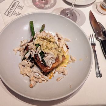 Hyde Park Prime Steakhouse - Salmon Oscar prepared medium rare. Fantastic ! - Steakhouses Near Me - Pittsburgh, Pennsylvania Hyde Park Prime Steakhouse - Salmon Oscar prepared medium rare. Fantastic ! - Steakhouses Near Me - Pittsburgh, Pennsylvania
