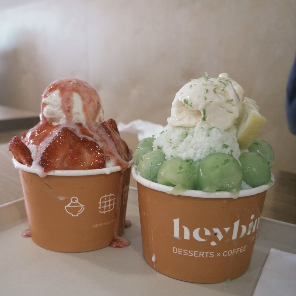 Heybings - Melon Lime Breeze Bingsu Strawberry Delight Bingsu - Desserts Near Me - Costa Mesa, California Heybings - Melon Lime Breeze Bingsu Strawberry Delight Bingsu - Desserts Near Me - Costa Mesa, California