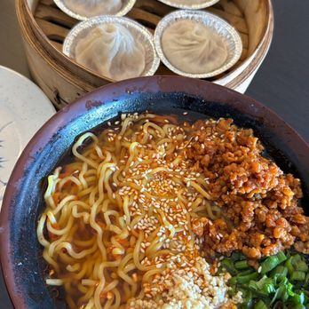 Fat Dragon - Original Pork Soup Dumplings (4) & Dan Dan Noodles - Asian Fusion Near Me - Austin, Texas