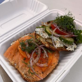 Courage Bagels - Hand sliced smoked Salmon and white fish - Bagels Near Me - Los Angeles, California