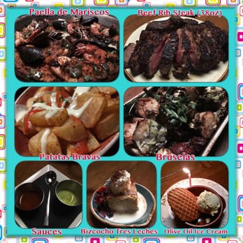 Vaca - 3/26/16 (Sat): Paella de Mariscos, Bruselas, Patatas Bravas, Rib Steak (38oz), Sauces, Bizcocho Tres Leches, Olive Oil Ice Cream (Pix 3/3) - Tapas/Small Plates Near Me - Costa Mesa, California Vaca - 3/26/16 (Sat): Paella de Mariscos, Bruselas, Patatas Bravas, Rib Steak (38oz), Sauces, Bizcocho Tres Leches, Olive Oil Ice Cream (Pix 3/3) - Tapas/Small Plates Near Me - Costa Mesa, California