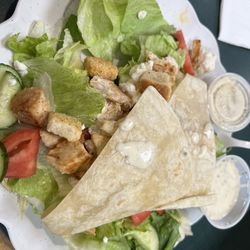 Charlestown House of Pizza - Grilled chicken & feta salad. Large. 10$ not enough feta, at all. House dressing was stellar