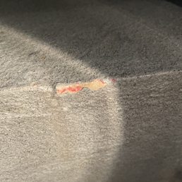 Here you can see the damage to the outside stairs. The purple paint is visible. Here you can see the damage to the outside stairs. The purple paint is visible.