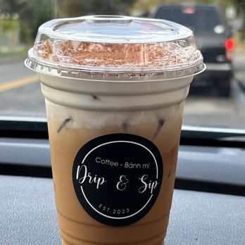 Drip & Sip - CA Phe Muoi $6.75 Salted coffee. Condensed milk, traditional phin brewed Viet coffee, salty and sweet cold foam. - Coffee & Tea Near Me - Tukwila, Washington