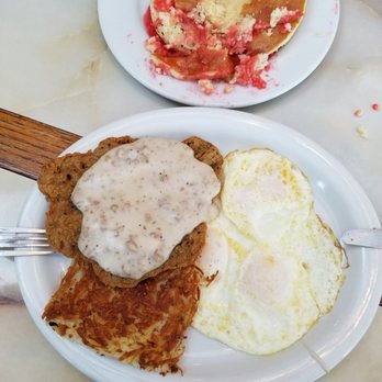Pancakes R Us - Montclair - Chicken fried steak, hash browns, eggs over easy. 2 1/2 pancakes (had to taste asap) - Pancakes Near Me - Montclair, California Pancakes R Us - Montclair - Chicken fried steak, hash browns, eggs over easy. 2 1/2 pancakes (had to taste asap) - Pancakes Near Me - Montclair, California