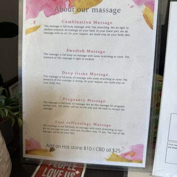 Serene Thai Massage - Menu - Massage Near Me - Los Angeles, California