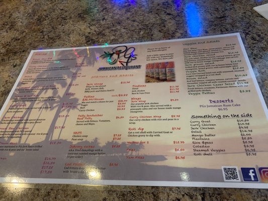 Menu photo 1 PG's Jamaican Restaurant White Rock, BC Menu photo 1 PG's Jamaican Restaurant White Rock, BC