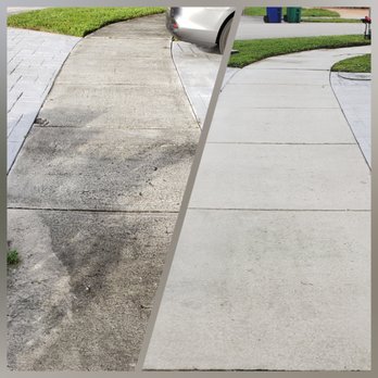 Mrs Bright Path - Sidewalk before and after. - Pressure Washers Near Me