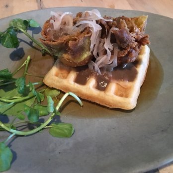 The Acorn - Fried artichoke and a waffle - Vegan Near Me - Vancouver, British Columbia The Acorn - Fried artichoke and a waffle - Vegan Near Me - Vancouver, British Columbia