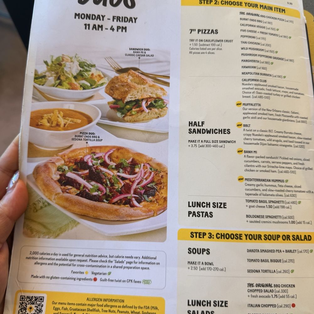California Pizza Kitchen - Menu - Pizza Near Me - San Diego, California