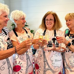 Chef AlexG - Champagne toast between friends.
Those ladies were flight attendants for any years, now once a year they get back together and have fun.