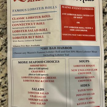 Mason's Famous Lobster Rolls - Menu - Seafood Near Me - Cary, North Carolina Mason's Famous Lobster Rolls - Menu - Seafood Near Me - Cary, North Carolina