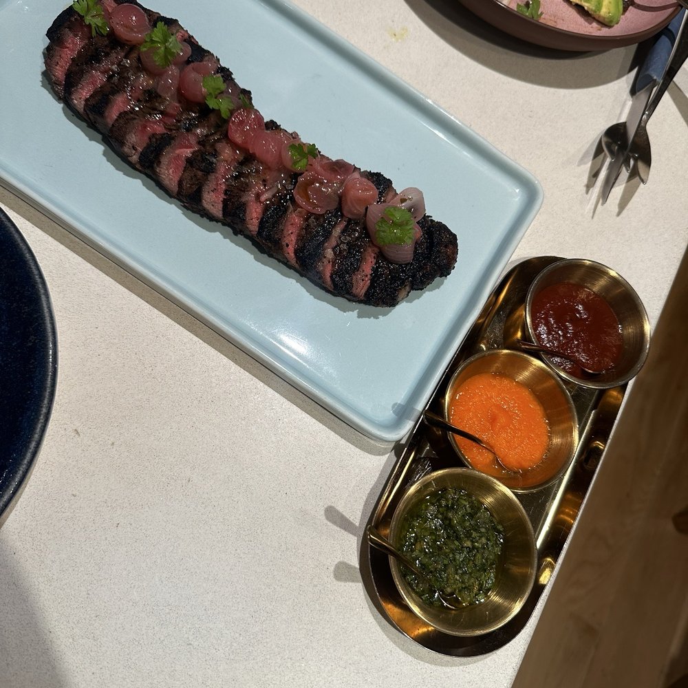 kann - coffee-rubbed New York strip with malice, fermented hot sauce, kann coffee bbq sauce, herb relish...the relish was my favorite! - Caribbean Near Me - Portland, Oregon