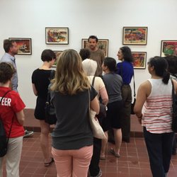 Gotham SideWalks - Graffiti legend Lee Quinones jokes with our group during a pop up Nicole Klagsbrun Gallery show on the Lower East Side.