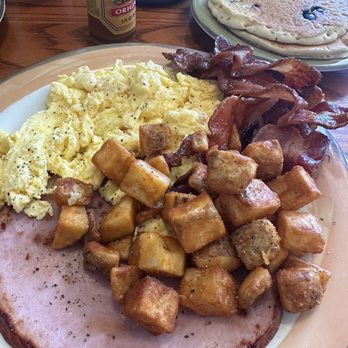Happy Jack Pancake House - Jokers breakfast; scrambled eggs, bacon, ham and home fries - Breakfast & Brunch Near Me - Ocean City, Maryland Happy Jack Pancake House - Jokers breakfast; scrambled eggs, bacon, ham and home fries - Breakfast & Brunch Near Me - Ocean City, Maryland