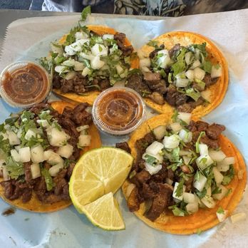 Fatboys Taco - Street tacos made with corn tortillas, chopped with cilantro and onion and freshly made salsa - Tacos Near Me - Palmdale, California