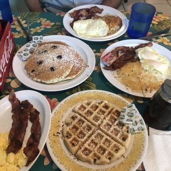 808 Grindz Cafe - Coconut waffle, bacon, scrambled eggs - Cafes Near Me - Lahaina, Hawaii
