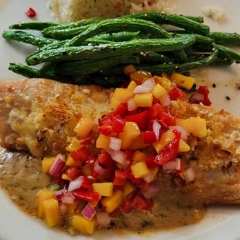 Chart House - Mac Nut Mahi-warm peanut sauce | mango relish soy glaze | mango sticky rice Asian green beans - Seafood Near Me - Redondo Beach, California
