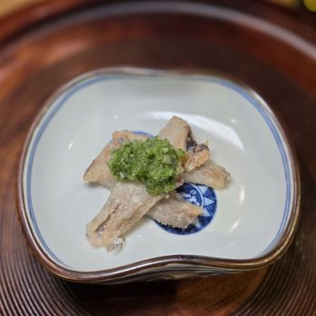 Kojima - Deep Fried Green Eye ( Mihikari) with Cucumber Sauce - Japanese Near Me - Los Angeles, California