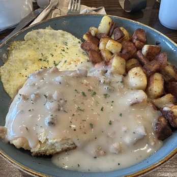 First Watch - Biscuit with Turkey Sausage Gravy home fried potatoes & Eggs Over Medium???? - Breakfast & Brunch Near Me - Camp Hill, Pennsylvania First Watch - Biscuit with Turkey Sausage Gravy home fried potatoes & Eggs Over Medium???? - Breakfast & Brunch Near Me - Camp Hill, Pennsylvania