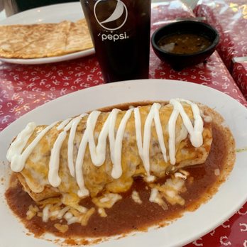 4 Serrano's Mexican Grill - Wet burrito with red salsa - Mexican Near Me - Norco, California