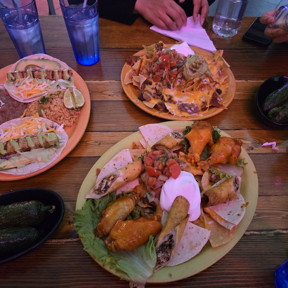Seafood Fish Tacos, Birria Nachos, Cantina Sampler