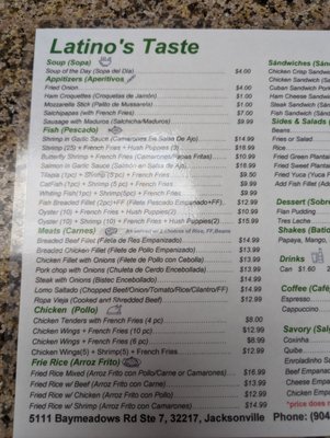 Menu photo 2 Latino's Taste Jacksonville, FL