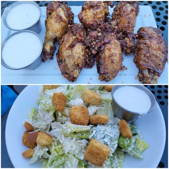 Rance's Chicago Pizza - Bourbon - bacon wings and Caesar salad. - Pizza Near Me - Long Beach, California Rance's Chicago Pizza - Bourbon - bacon wings and Caesar salad. - Pizza Near Me - Long Beach, California