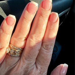 Glitter pink with white tip SNS