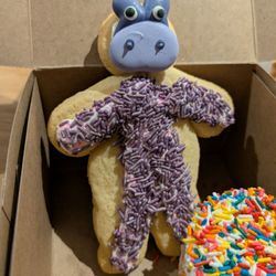 Klemm's Bakery - Purple hippo cookie & funfetti cupcake