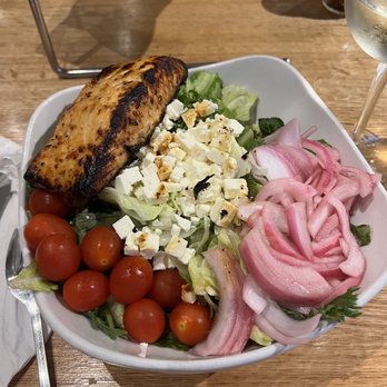 Crispelli's Bakery & Pizzeria - Mediterranean Salad with Salmom - Pizza Near Me - Troy, Michigan Crispelli's Bakery & Pizzeria - Mediterranean Salad with Salmom - Pizza Near Me - Troy, Michigan