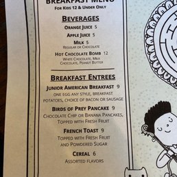 Kid's menu