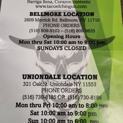 Taco el chingon - Uniondale - Menu