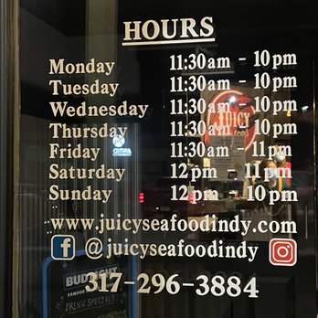 Juicy Seafood Indy - Castleton - Hours of operation - Seafood Near Me - Indianapolis, Indiana Juicy Seafood Indy - Castleton - Hours of operation - Seafood Near Me - Indianapolis, Indiana