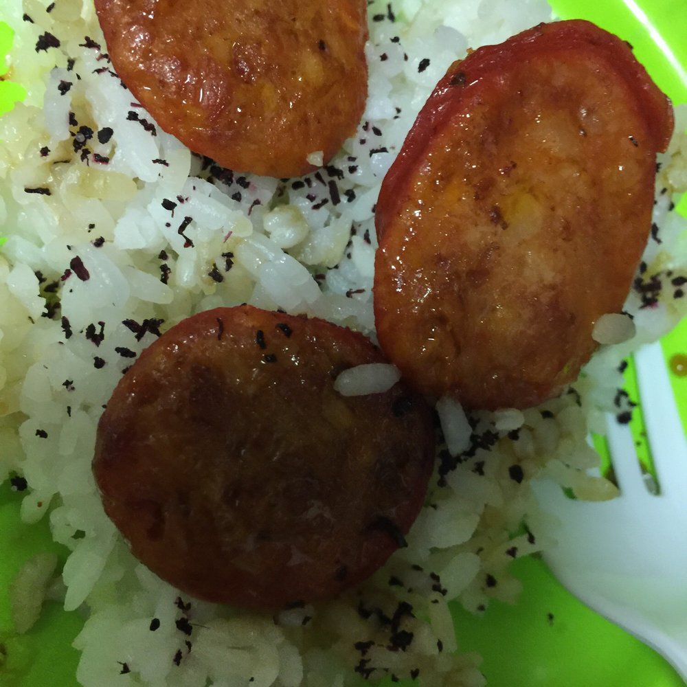 Uncle Louie Sausage - Cooked package of sausage, with rice, shoyu, & shiso furikake. So Ono!! - Meat Shops Near Me - Kahului, Hawaii Uncle Louie Sausage - Cooked package of sausage, with rice, shoyu, & shiso furikake. So Ono!! - Meat Shops Near Me - Kahului, Hawaii