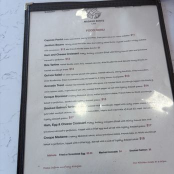 Madame Bonte Cafe - Menu 2/2026 - Breakfast & Brunch Near Me - New York, New York Madame Bonte Cafe - Menu 2/2026 - Breakfast & Brunch Near Me - New York, New York