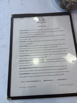 Menu photo 2 Madame Bonte Cafe New York, NY Menu photo 2 Madame Bonte Cafe New York, NY