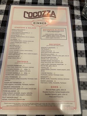 Menu photo 2 Cocozza American Italian Memphis, TN Menu photo 2 Cocozza American Italian Memphis, TN