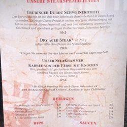 Steakhaus 1775 - Speisekarte