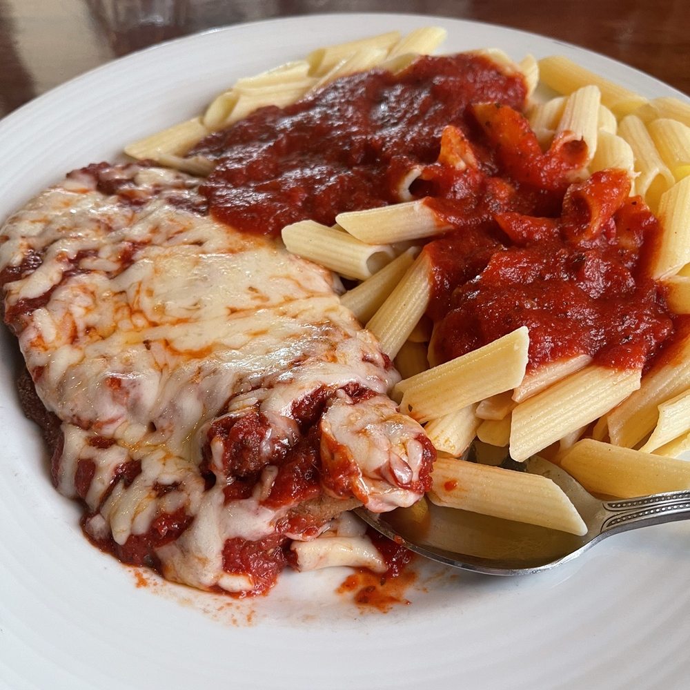 Demetrios Pizza & Grill - Eggplant parmigiana with gluten free spaghetti?!? - Pizza Near Me - Sarasota, Florida Demetrios Pizza & Grill - Eggplant parmigiana with gluten free spaghetti?!? - Pizza Near Me - Sarasota, Florida